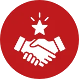 Handshake icon symbolizing licensed, certified, and insured home inspection professionals.