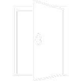 Door icon representing inspection of doors and windows for proper seals and storm protection systems.