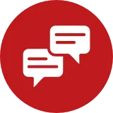 Icon of a speech bubble representing clear and simple communication with clients.
